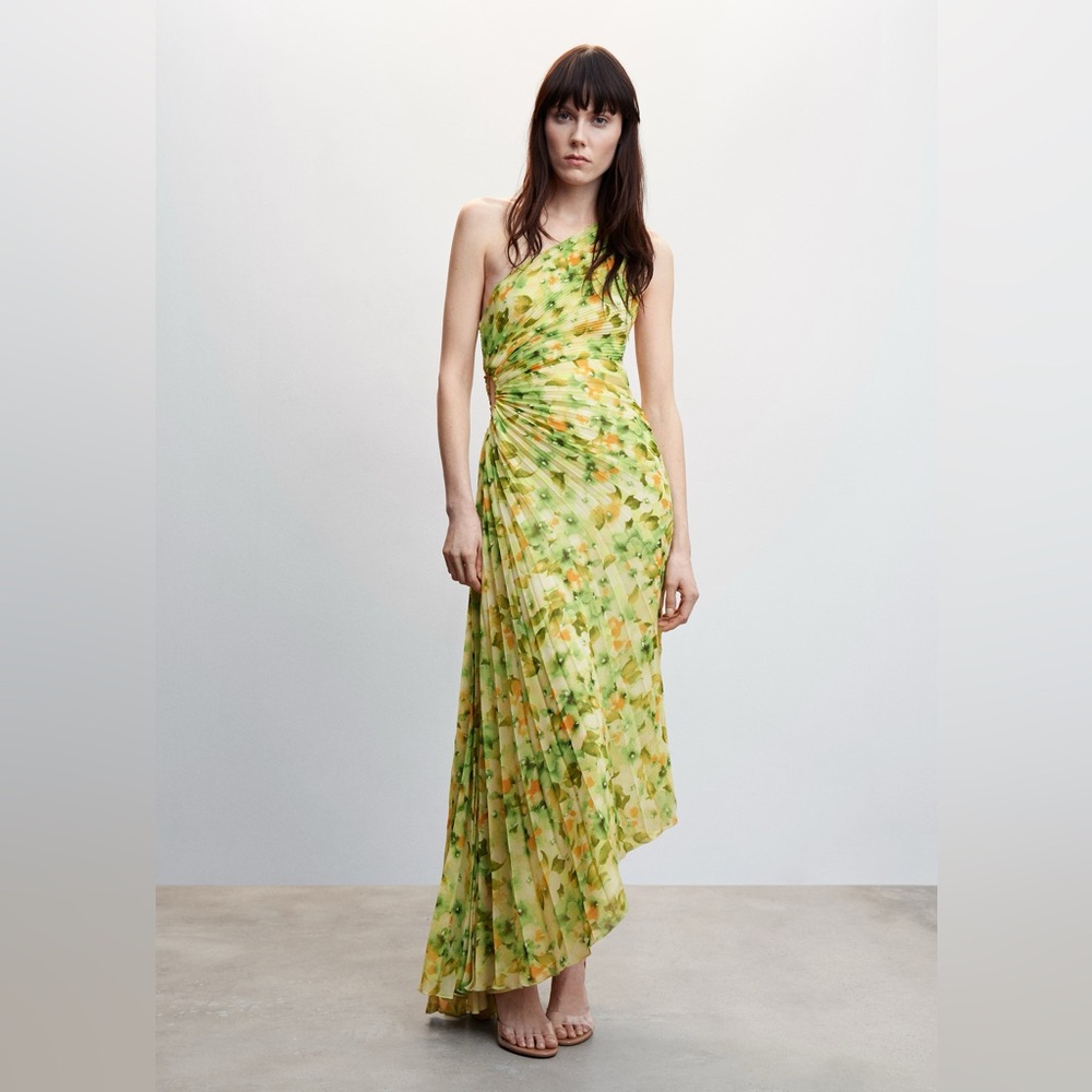 Mango Asymmetrical Pleated Dress